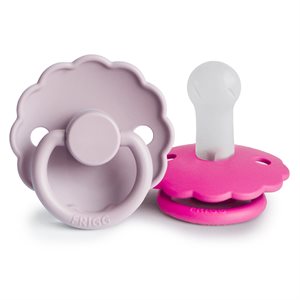 FRIGG Daisy - Round Silicone 2-Pack Pacifiers - Soft Lilac/Fuchsia - Size 2
